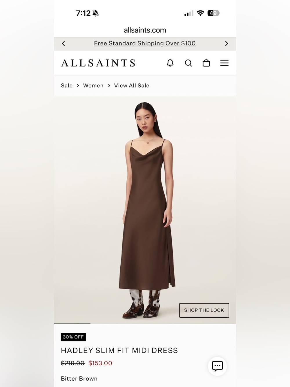 All Saints Hadley Midi Dress 6- NWT